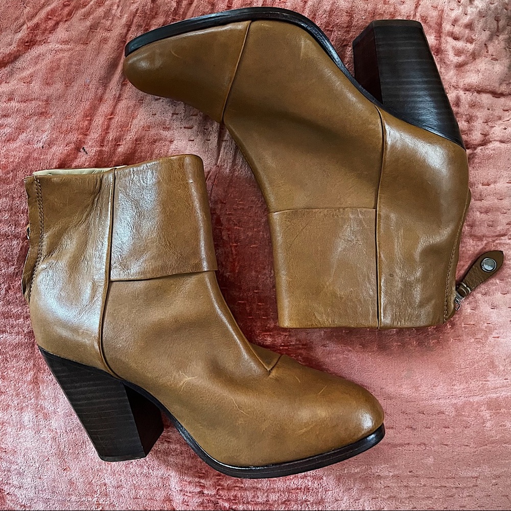 Rand and Bone Tan Leather Ankle Boots